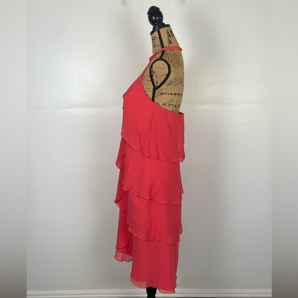 Daymore Couture Silk Layered Midi Dress Sz 10 Pink Halter Neck Rhinestone Fairy - Picture 3 of 9